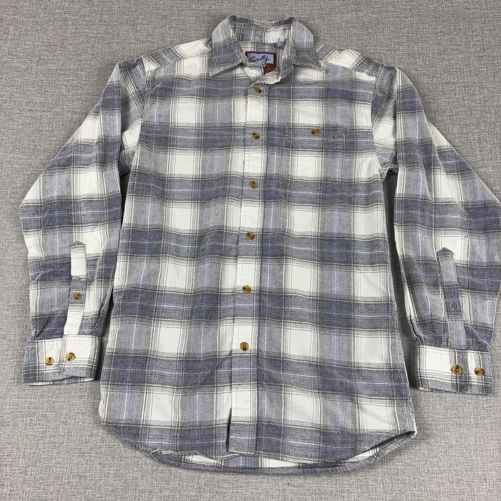 Scully Shirt Mens Small Gray Plaid Long Sleeve Button Up Western Cotton